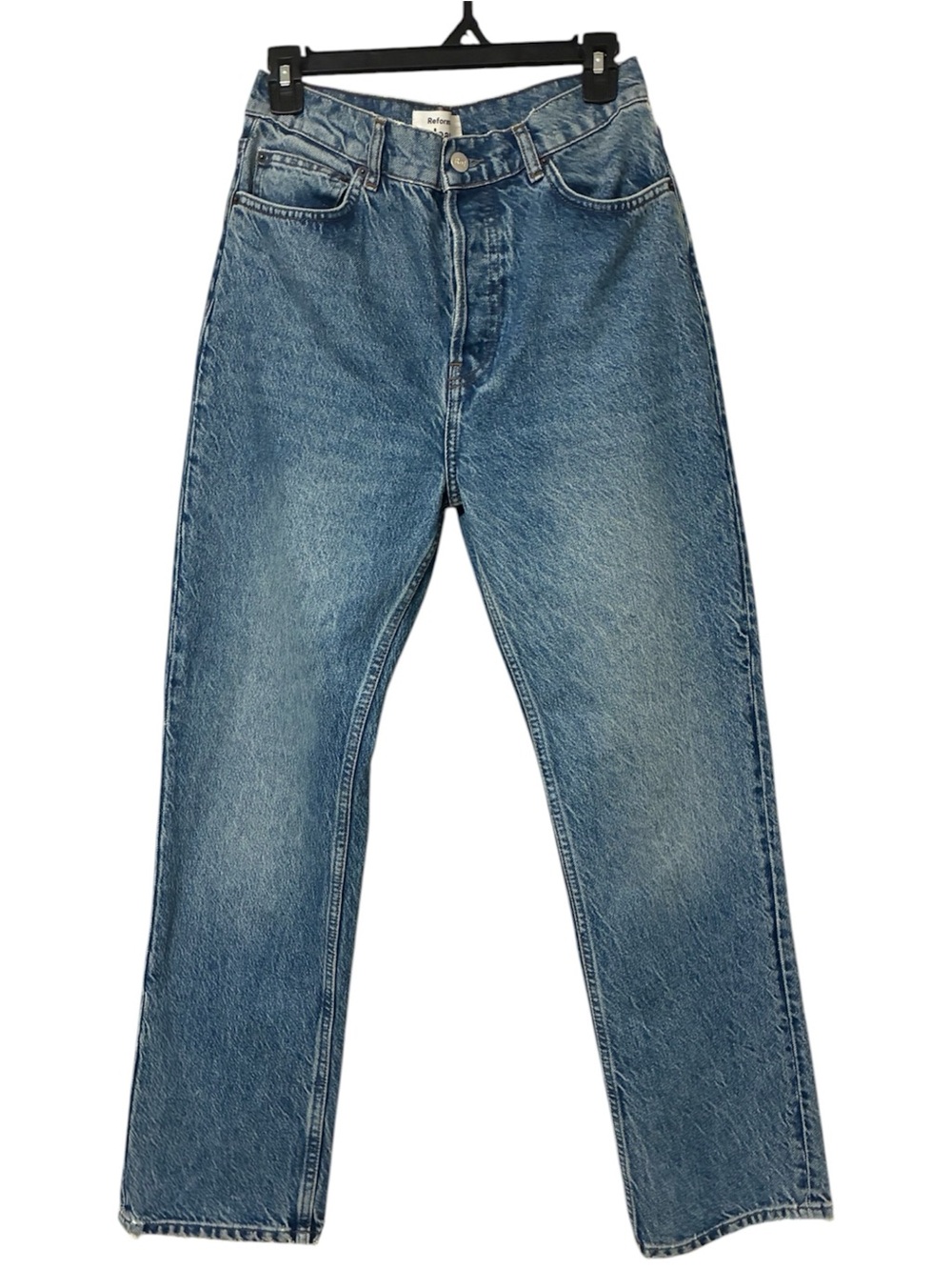Reformation Hanna High Rise Relaxed Denim Jeans Kama Wash Button Fly Size 27